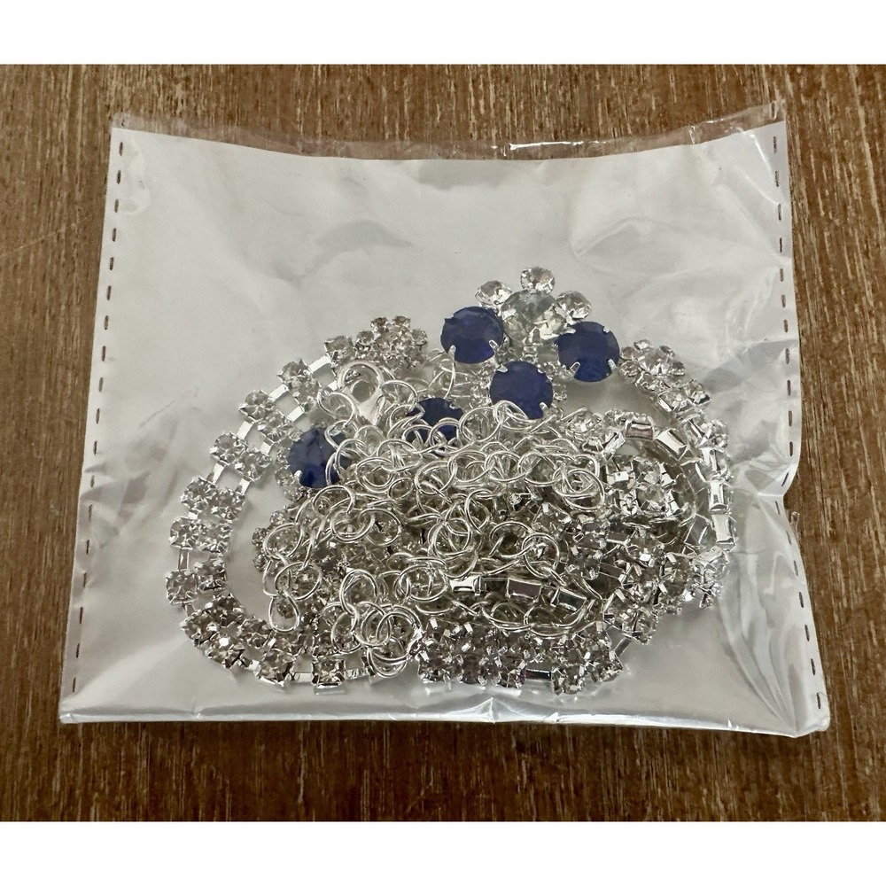 Women Thong G-string Silver/Sapphire Blue Gemstone Chain Sexy Bikini Underwear